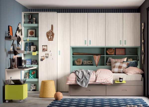 Habitación juvenil a medida modelo delulu6 disponible en Mobles Álvarez Terrassa